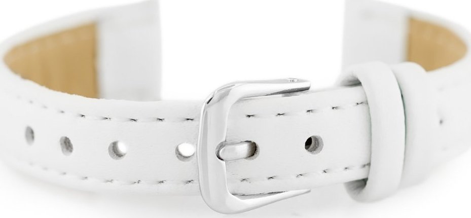 Pasek skórzany do zegarka - biały - 12mm