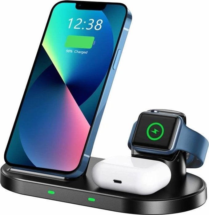 Ładowarka Swissten Wireless Charger 3 in 1 Stand Black for Apple and Samsung (watch cable not included)