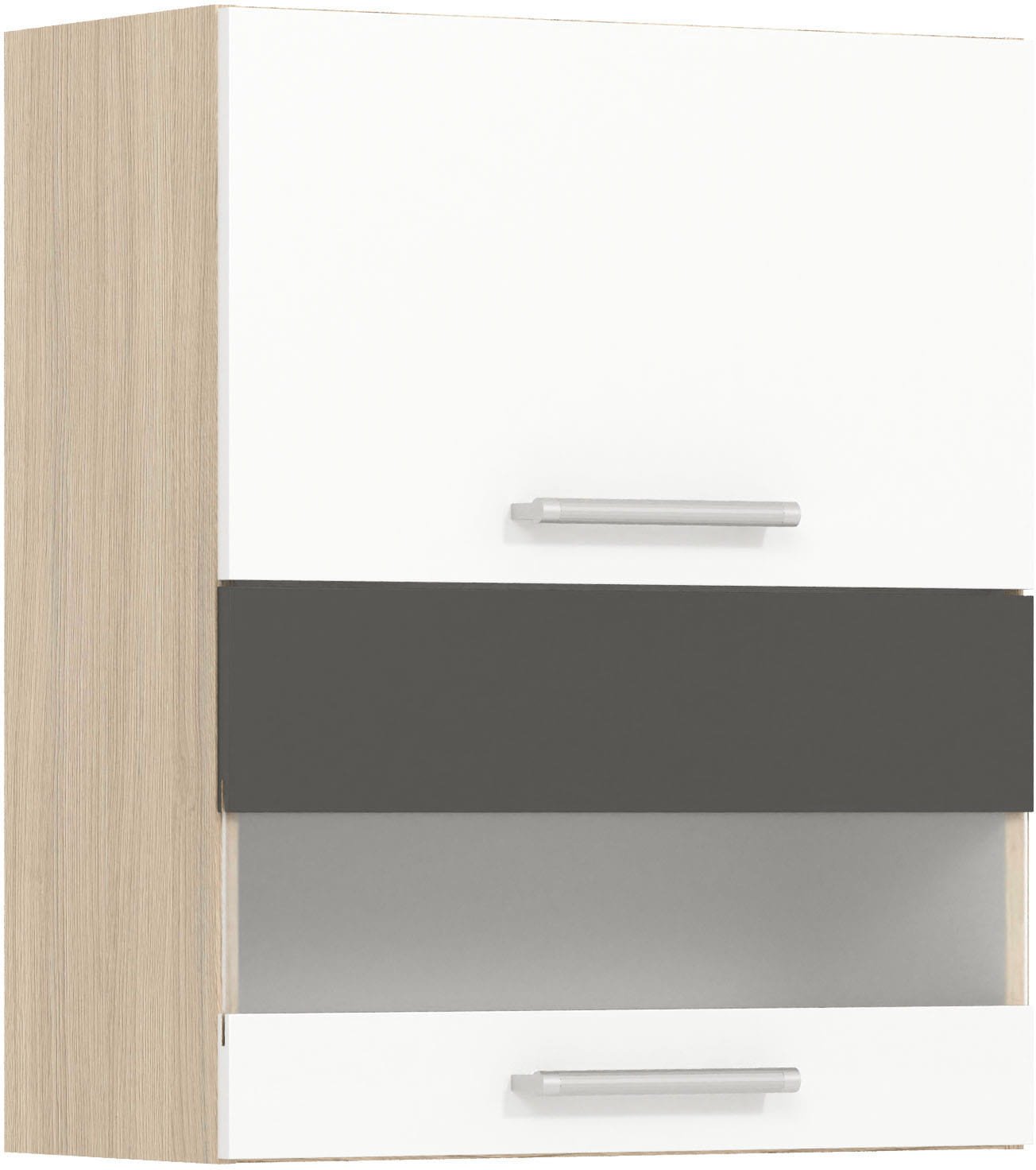 Szafka górna witryna kuchenna wisząca uchylna MODENA MD8/G60W biały połysk / grafit