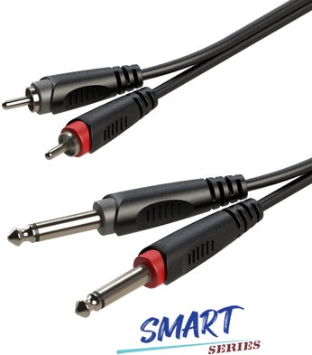 Kabel audio 2 x RCA / 2 x Jack 6.3mm mono 1m SMART Roxtone SACC150L1