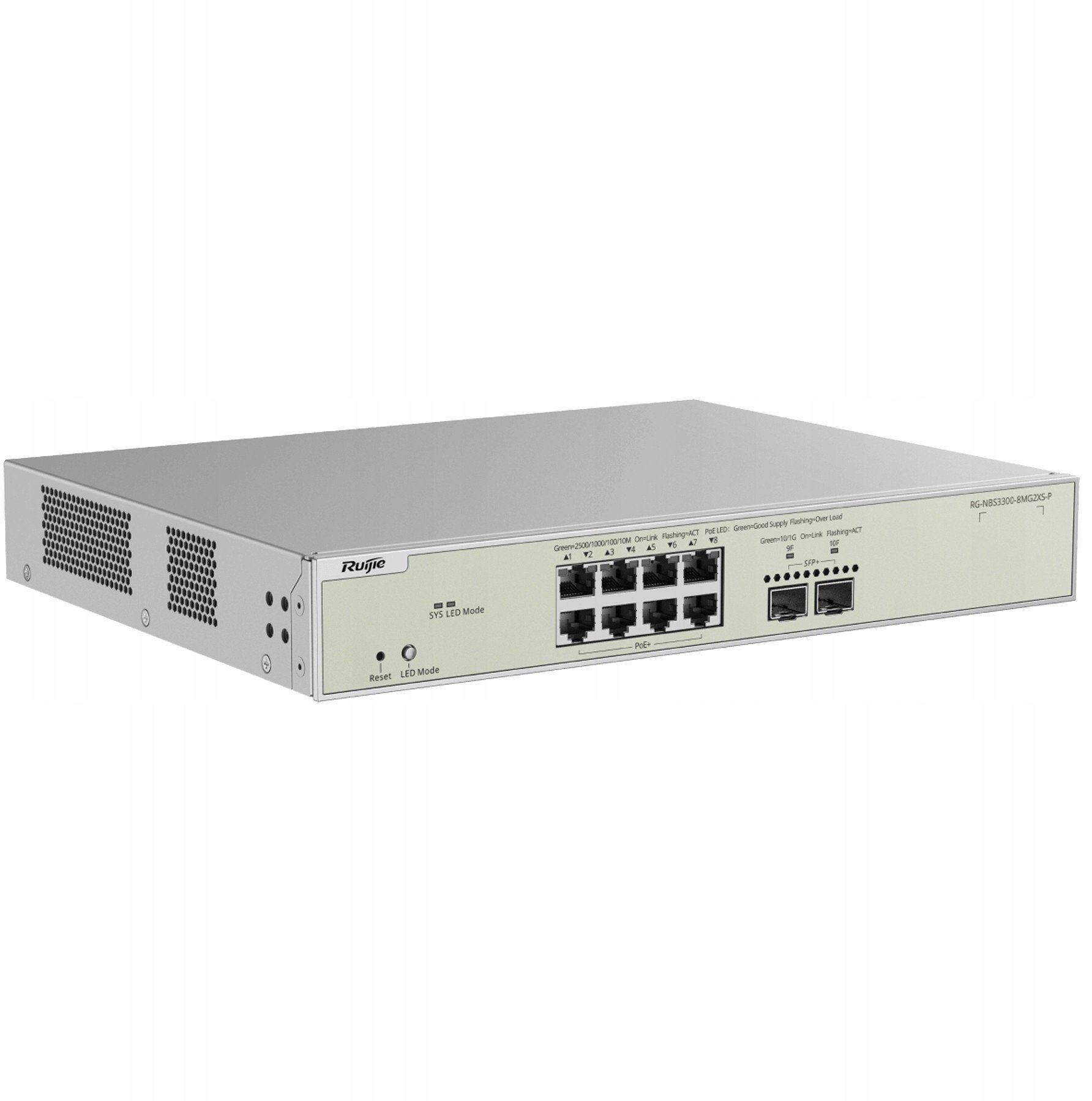 Ruijie Reyee RG-NBS3300-8MG2XS-P| Switch Zarządzalny, 10 portów, 8x2,5GE,8xPoE+, 240W, 2xSFP+, Rack, L2+, Cloud