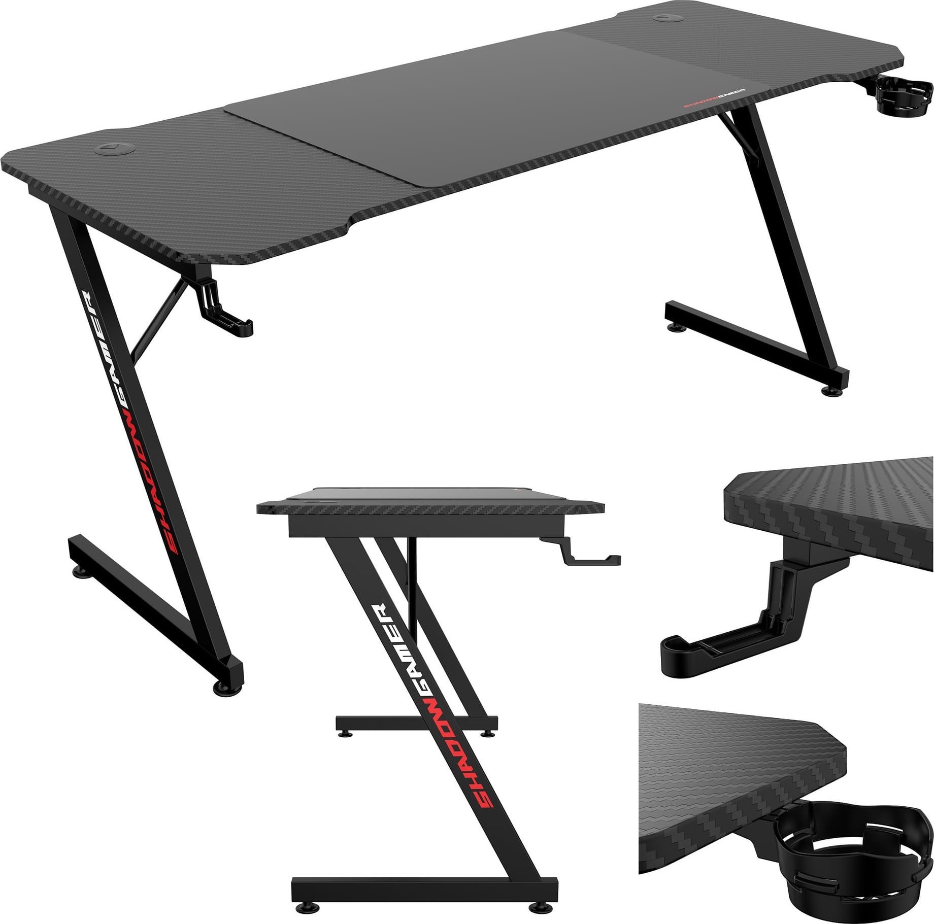 Biurko gamingowe SHADOW GAMER 1.1 160 cm podkładka