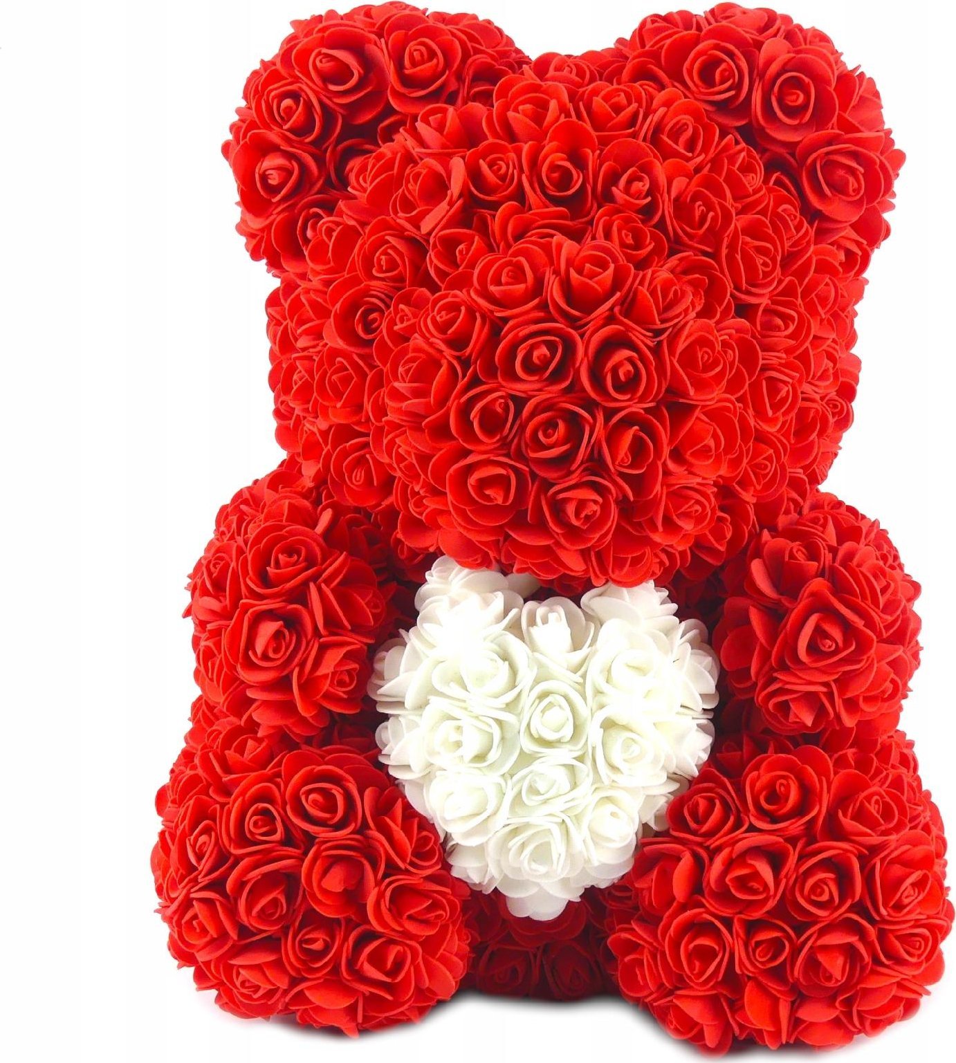 DUŻY MIŚ Z RÓŻ NA WALENTYNKI 40cm CZERWONY SERCE