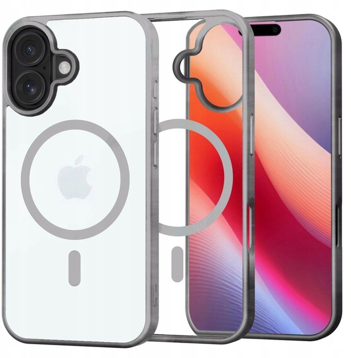Magnetyczne etui Supero TPUAcrylic do iPhone 16, przezroczysto-szare, MagSafe