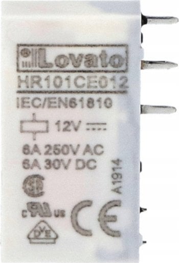 Lovato Electric Przekaźnik interfejsowy elektromagnetyczny, sterowanie 12VDC, 1C/O, 6A, HR101CE012