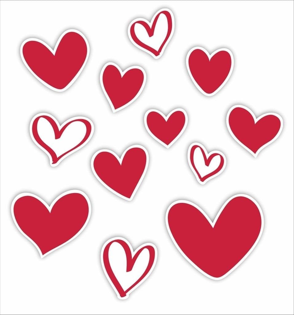 LearnHow Dekoracje okienne dwustronne - Serduszka 01 12szt