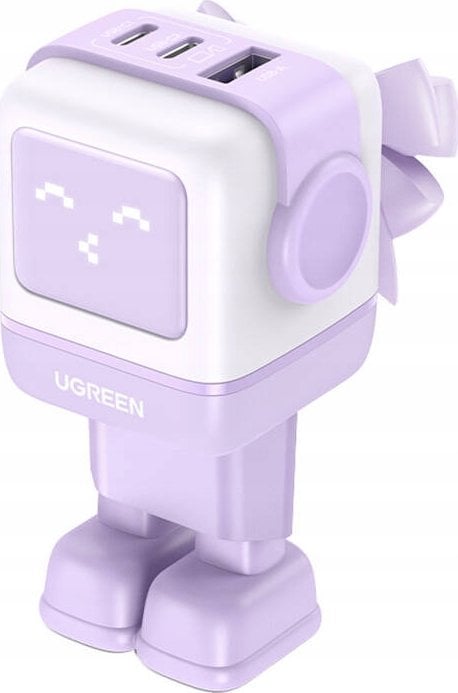 Ładowarka Ugreen Ładowarka sieciowa UGREEN Nexode Robot GaN 2xUSB-A, USB-C 65W fioletowa