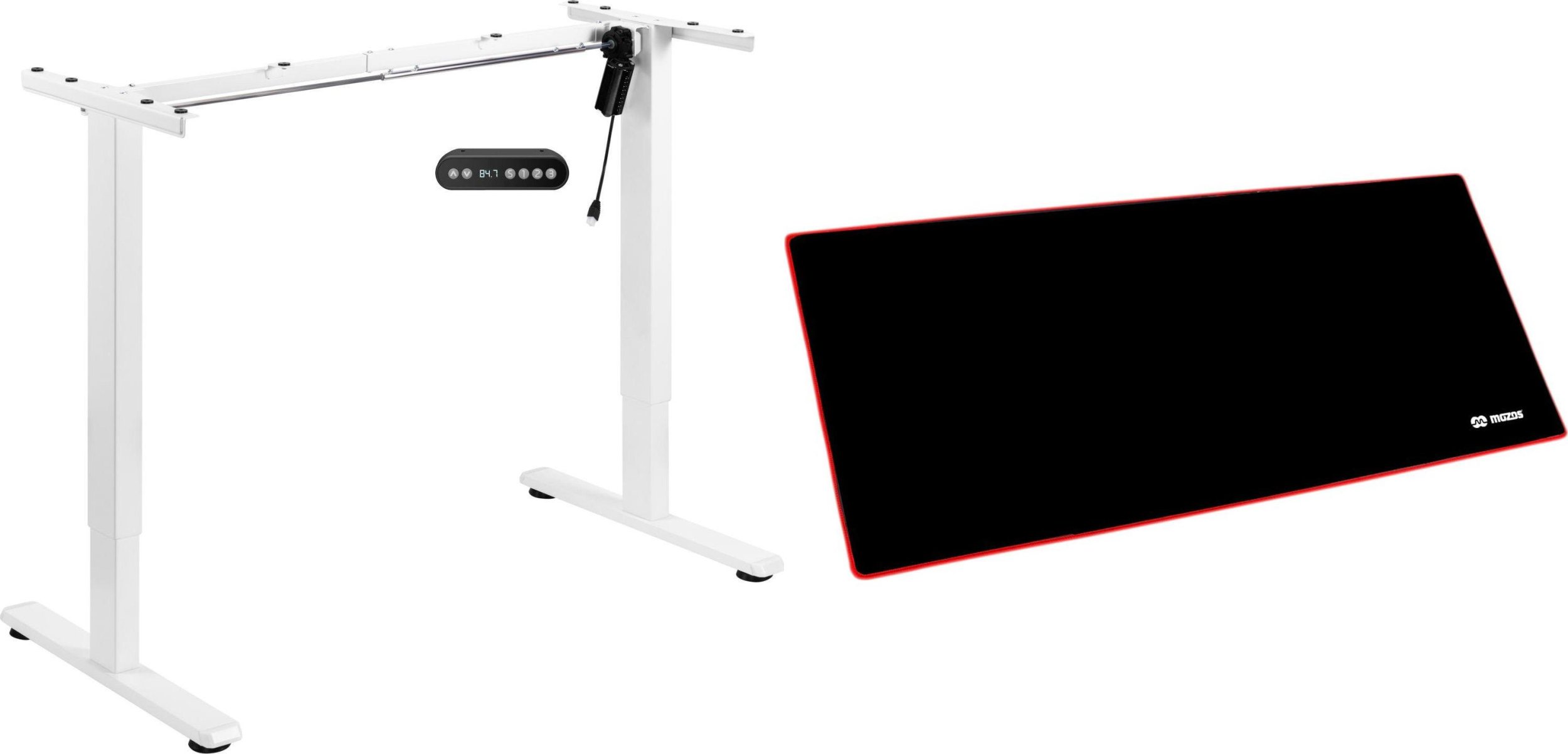 Mozos Mozos Stelaż do biurka biały z elektryczną regulacją wysokości BIAŁY + Podkładka PM-GAME