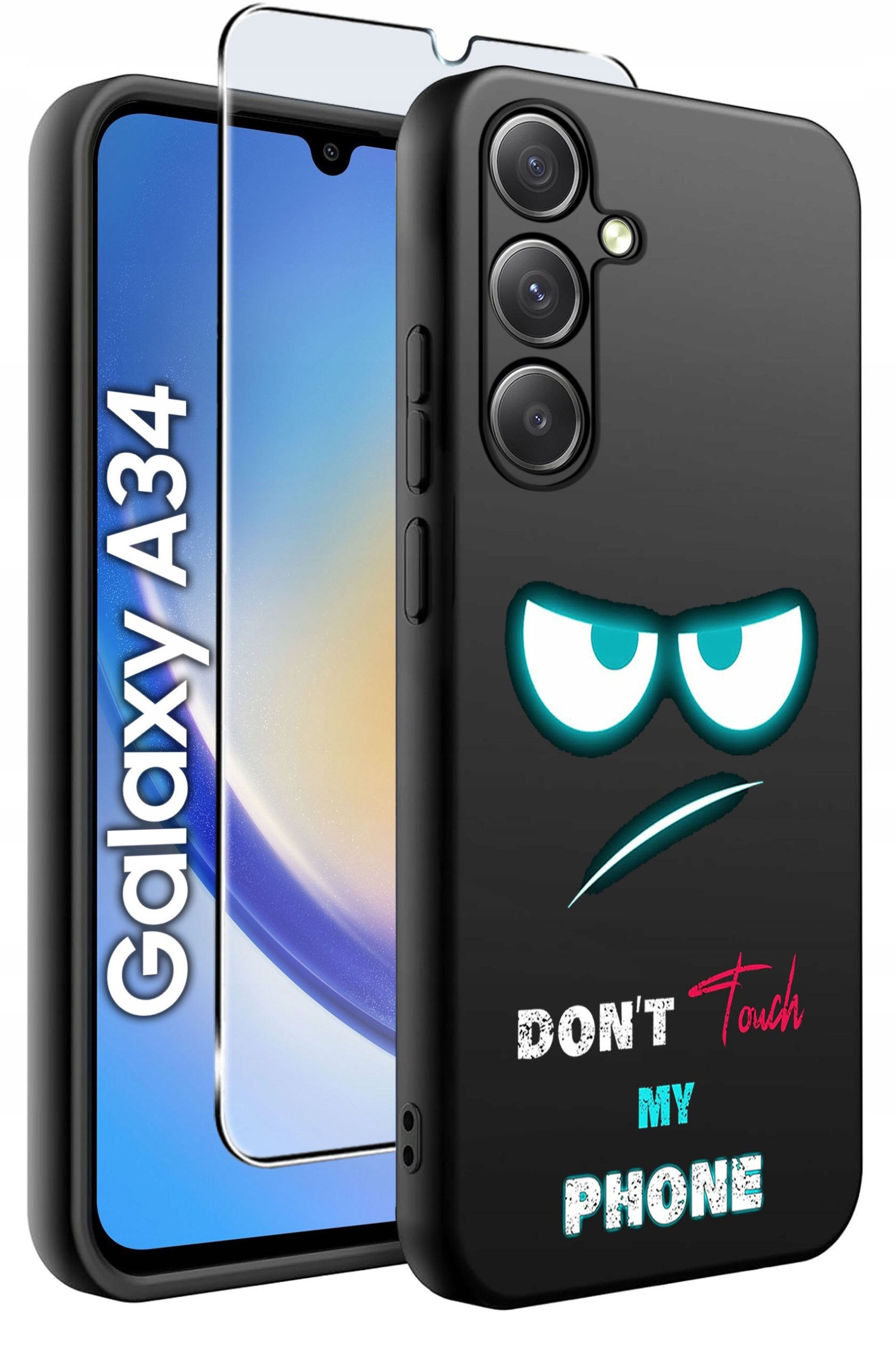 ETUI do Samsung A34 5G WZORY | SILIKONOWE MATT CASE + SZKŁO 9H