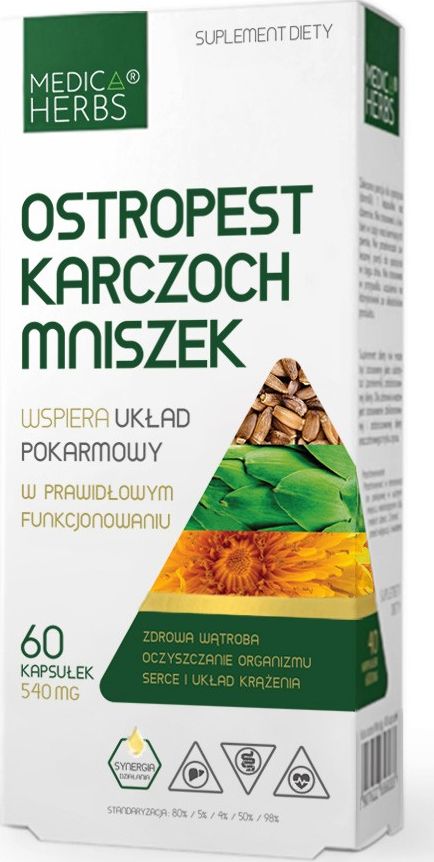 Medica Herbs Medica Herbs Ostropest Karczoch Mniszek 540 mg - 60 kapsułek