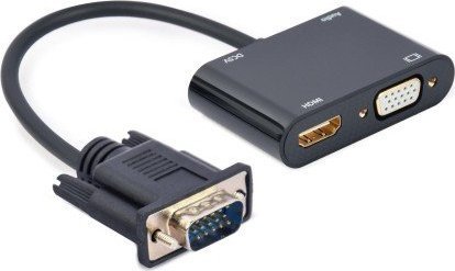 Adapter AV Gembird D-Sub (VGA) - HDMI + D-Sub (VGA) czarny (A-VGA-HDMI-02)