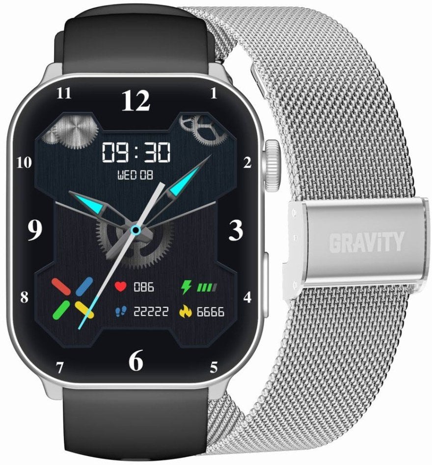 Smartwatch Damski GRAVITY GT28-9 Pasek + Bransoleta Czarno Srebrny