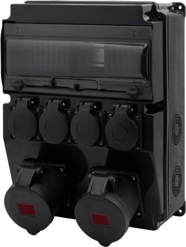 F-Elektro Rozdzielnica czarna CAJA 12M SCENIC - gniazda proste 2x16A/5P, 4x230V F3.2687