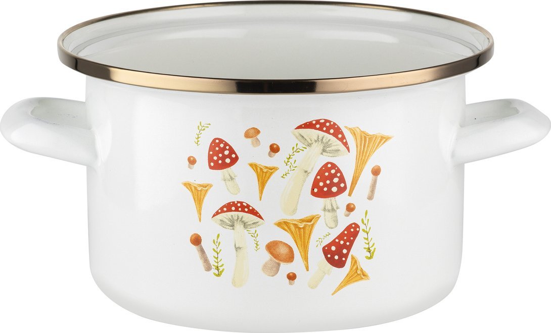 Emalia Pleszew Garnek emaliowany Emalia Polska Pleszew Grzybki 16 cm 2 l