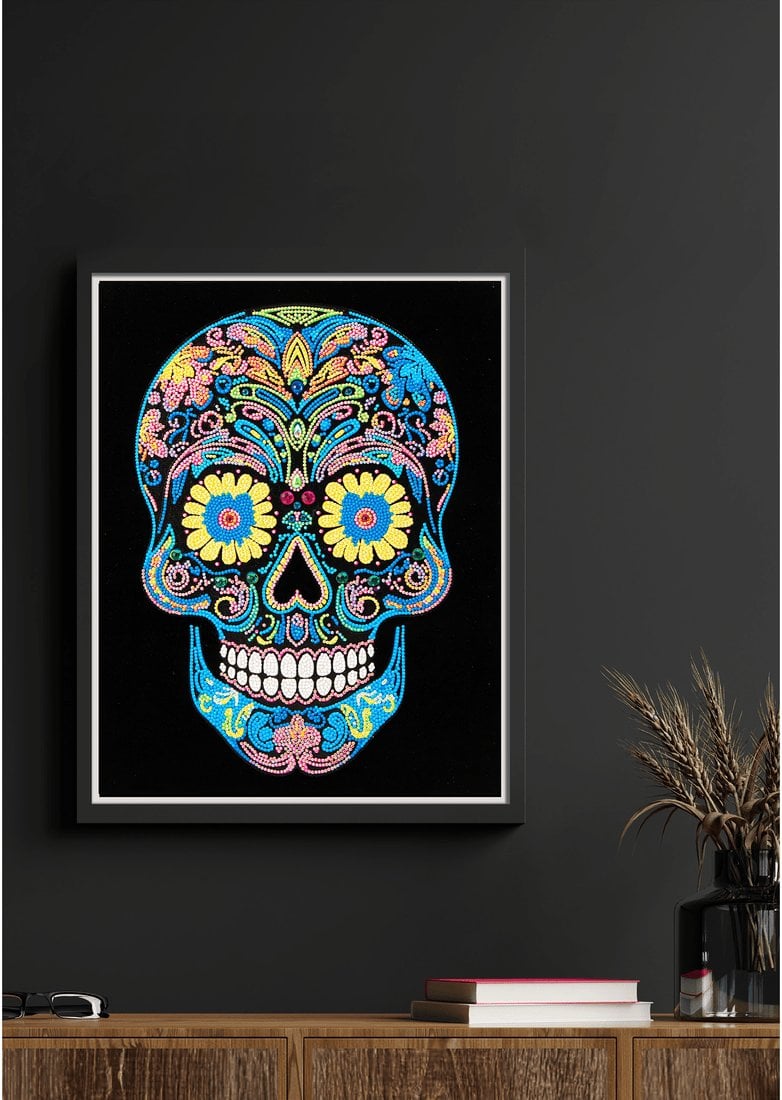 DIAMOND DOTZ ADULTS FLOCKED NEON SUGAR SKULL