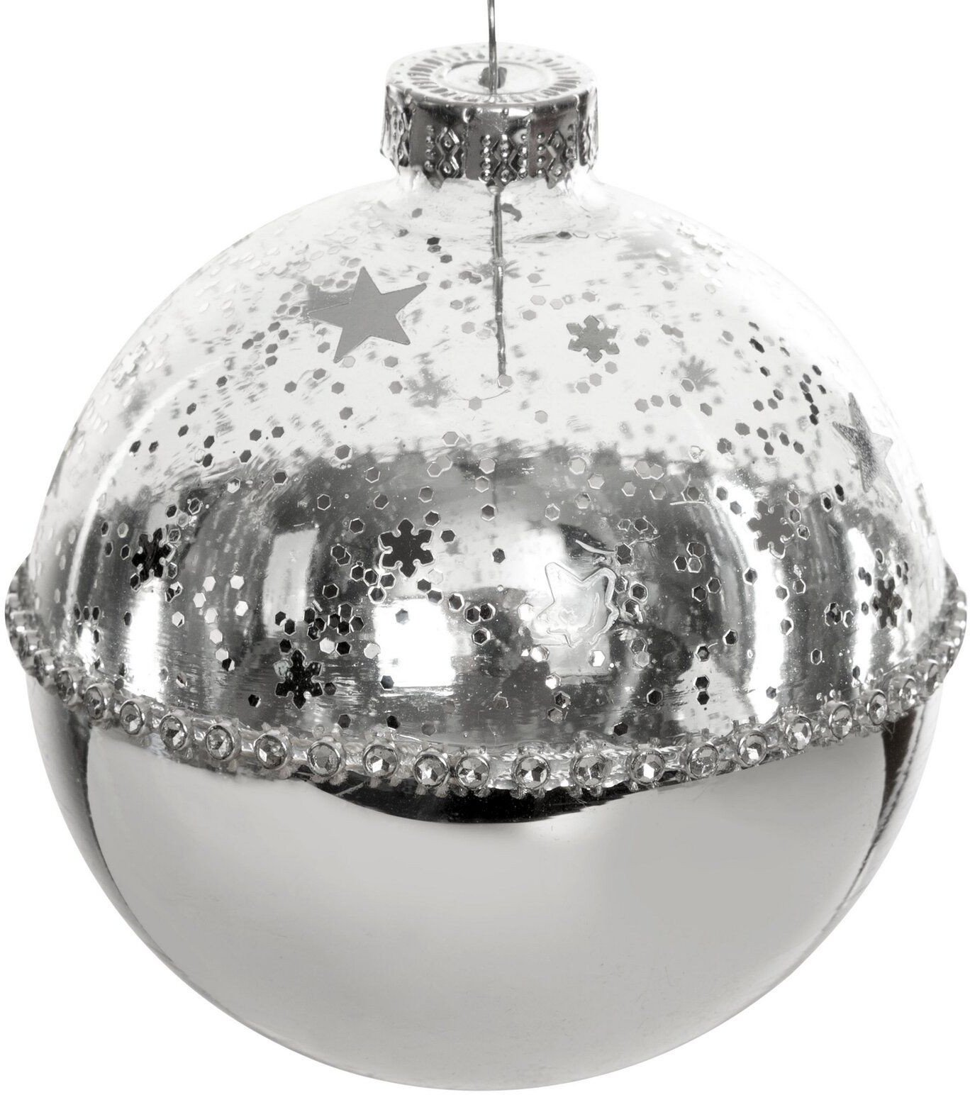 Zestaw 4 bombek szklanych srebrne 10 cm elegancka dekoracja