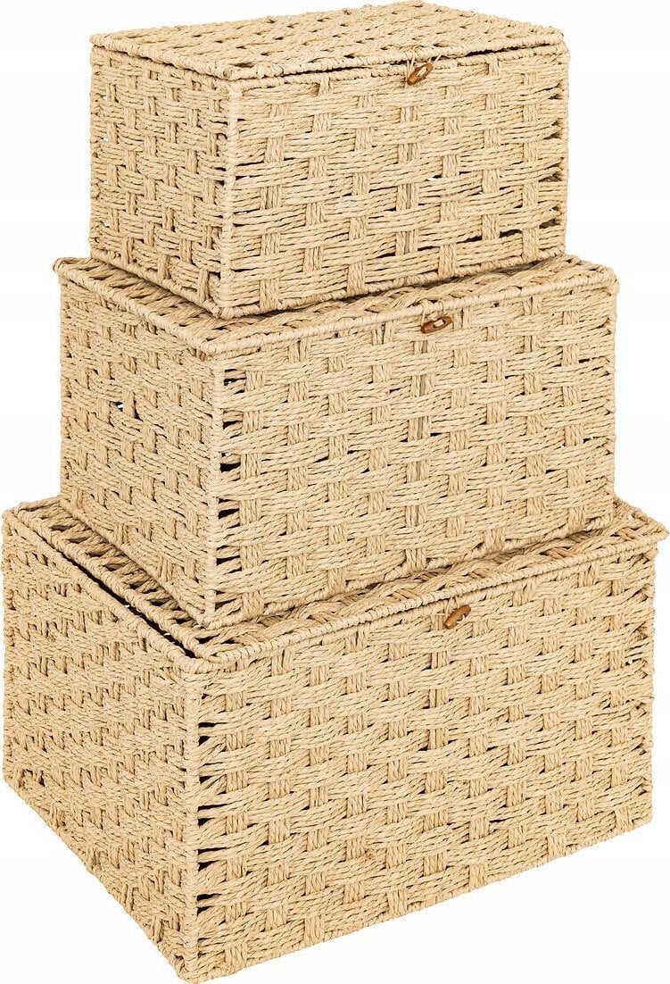 Atmosphera Pudełka do przechowywania plecione ELIO, 3 pojemniki