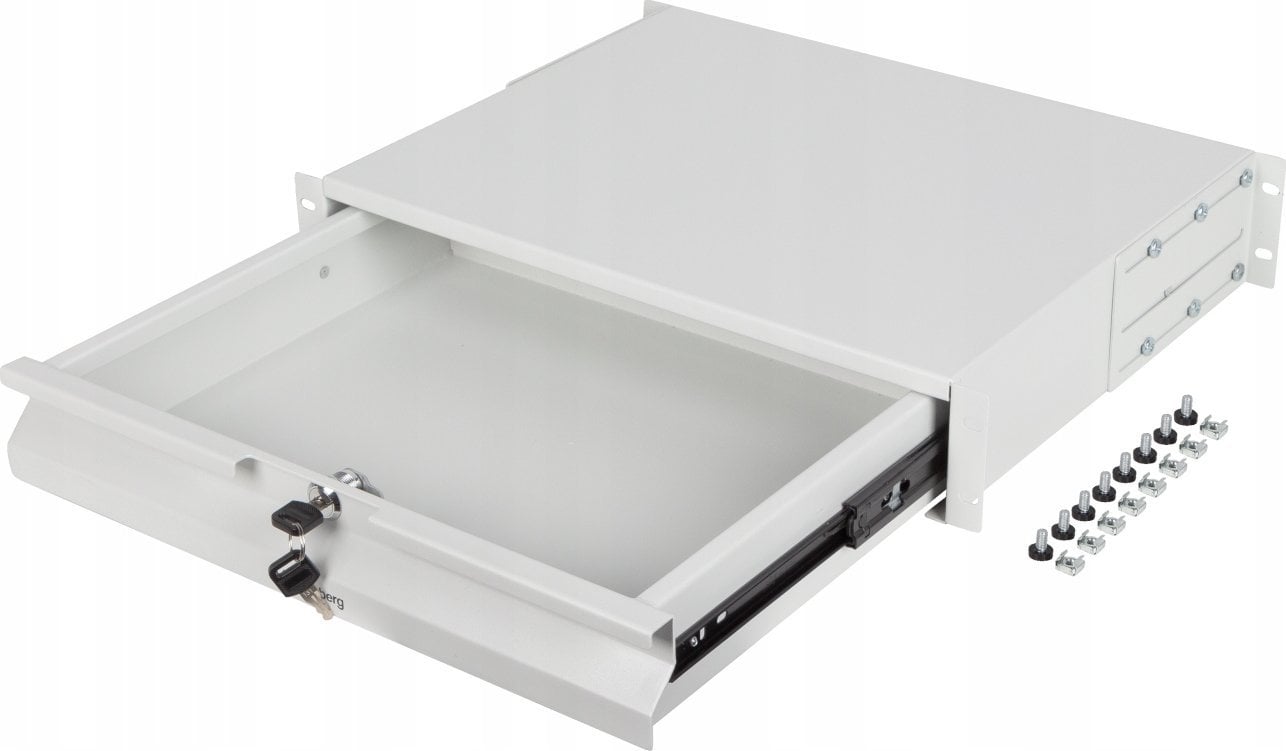 SZUFLADA DO SZAF 19" 2U 360MM SZARA LANBERG (2U/483X360MM UDŹWIG DO 90KG, MONTAŻ 4 PUNKTOWY)