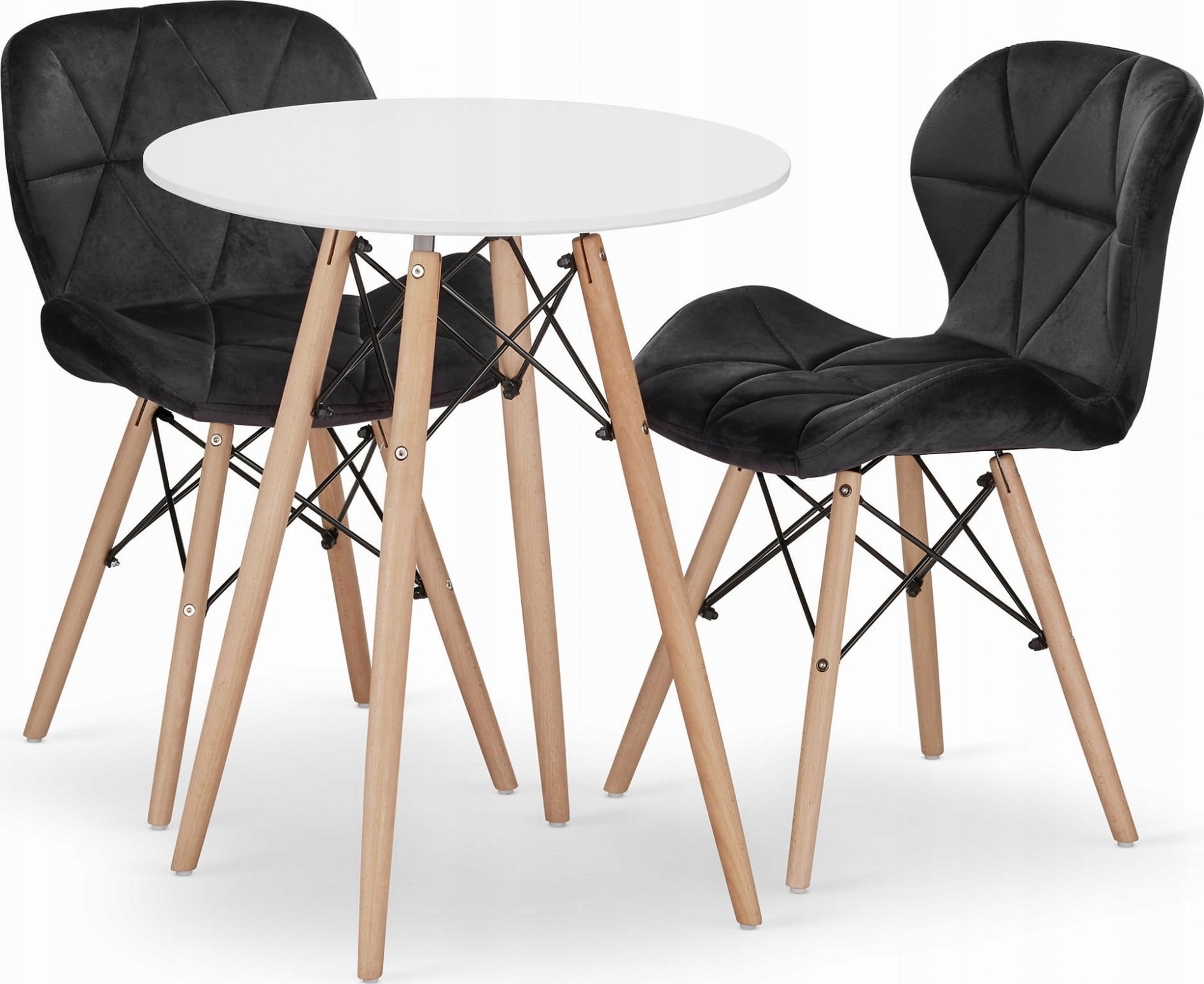 Leobert Zestaw stół okrągły TODI 60cm biały + 2 krzesła LAGO czarne