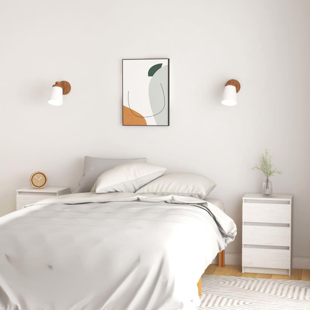 vidaXL Szafki nocne, 2 szt., białe, 40x29,5x64 cm, drewno sosnowe