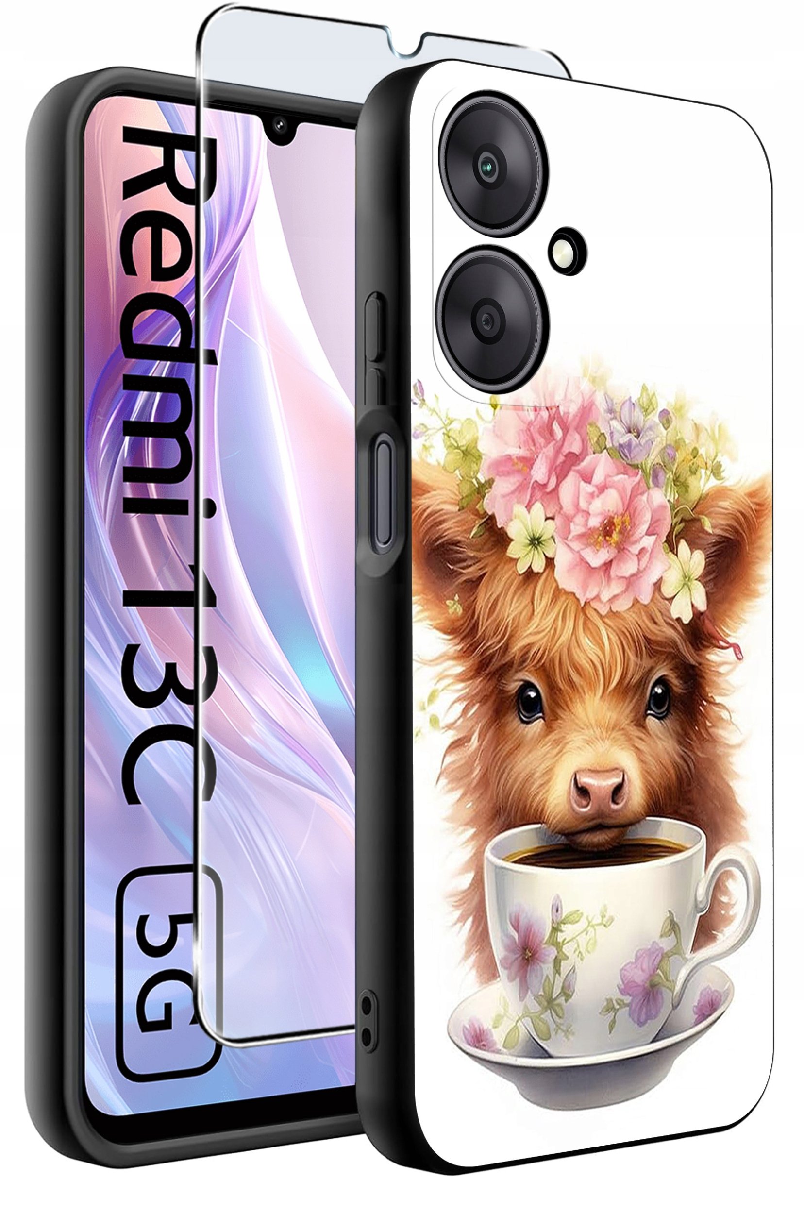 ETUI do Xiaomi Redmi 13C 5G WZORY |SILIKONOWE MATT CASE +SZKŁO HARTOWANE 9H