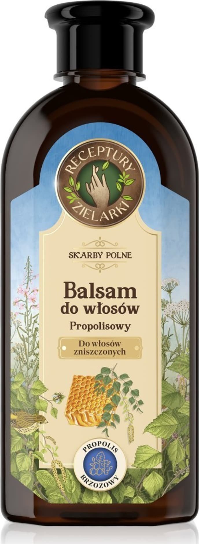 Joanna RECEPTURY ZIELARKI Skarby Polne Balsam z propolisem brzozowym do włosów zniszczonych 350ml