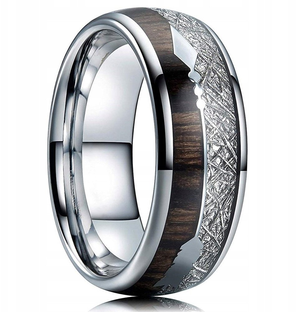 Obrączka PIERŚCIEŃ Sygnet SREBRNY Stal Drewno 241