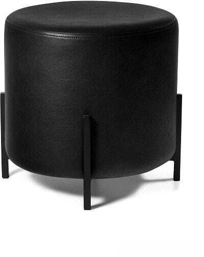 Unique Meble Okrągła pufa na nóżkach, Soplo, 40x40x40 cm, czarny
