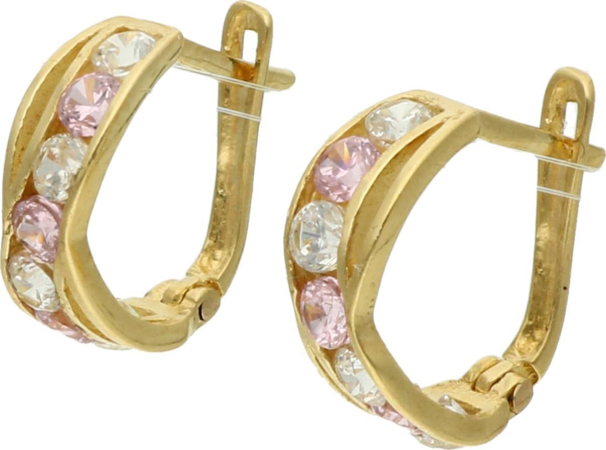 Rosanto Złote kolczyki z różowymi cyrkoniami 585 14k