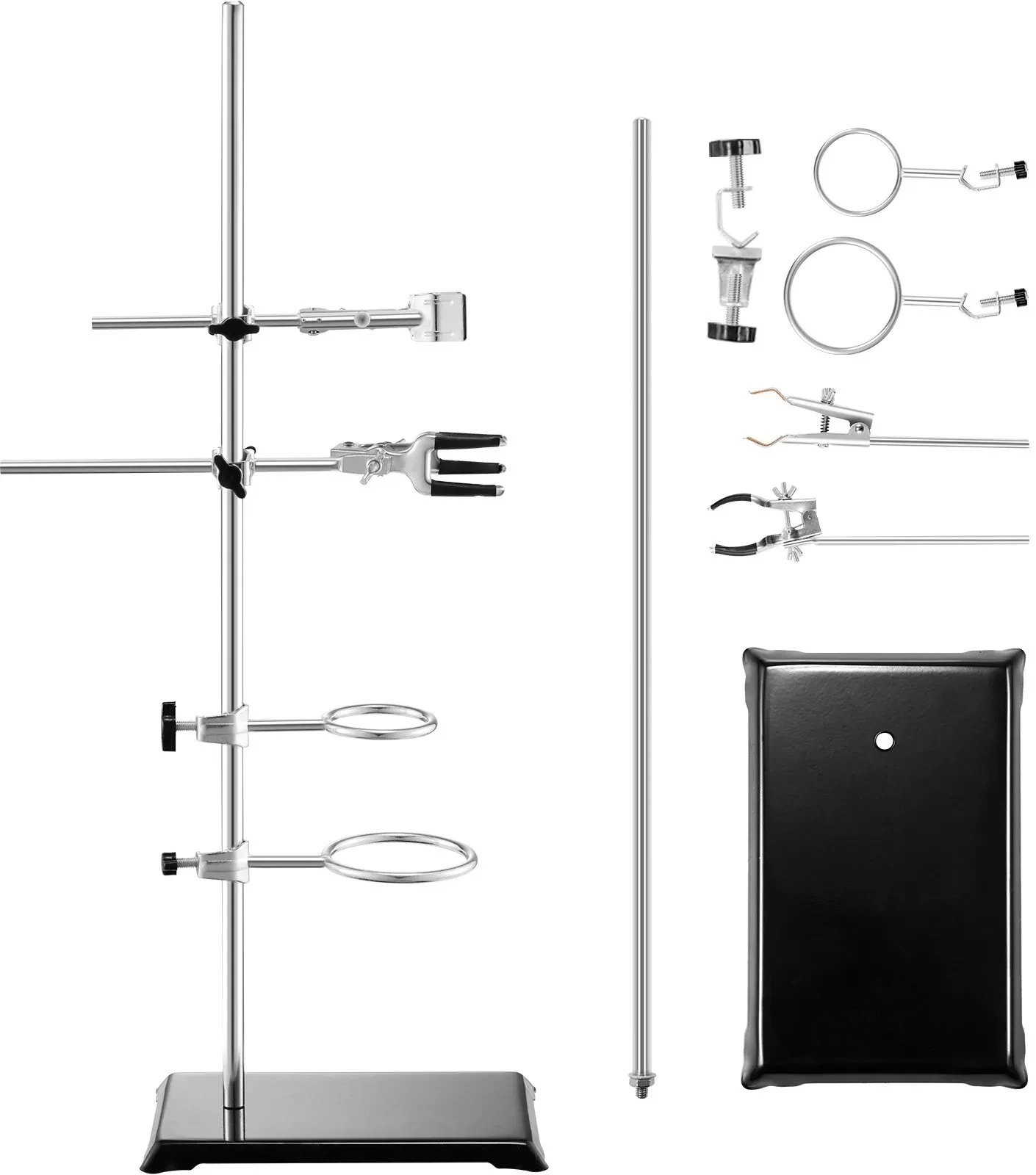 Statyw laboratoryjny 60cm z podstawą żeliwną 2szt z zestawem zacisków