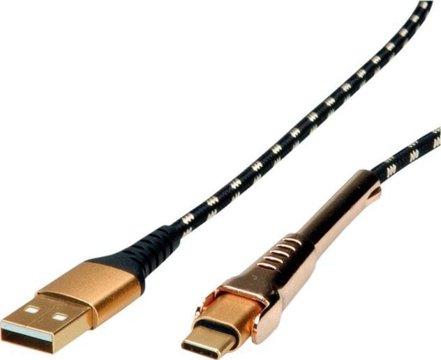 Kabel USB Roline USB-A - USB-C 1 m Czarno-złoty (11.02.8920)