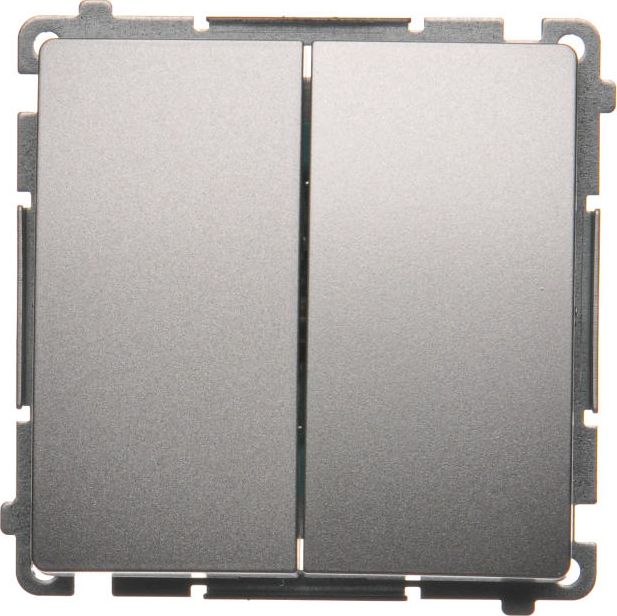 Kontakt-Simon Łącznik świecznikowy Simon Basic podwójny 16AX 250V srebrny mat (BMW5A.01/43)