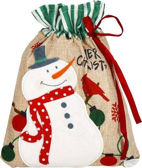 Springos Torba świąteczna pod choinkę 28x21 cm worek na prezenty bałwan UNIWERSALNY