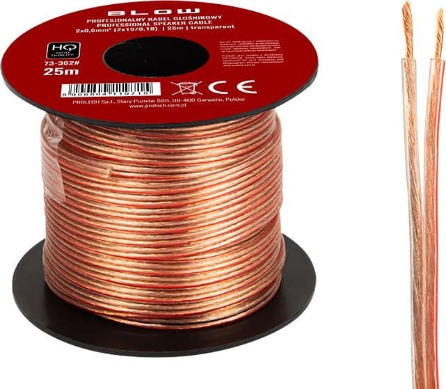 Kabel Blow 73-362# Przew.głośn.2x0,50mm przezroczysty 25m