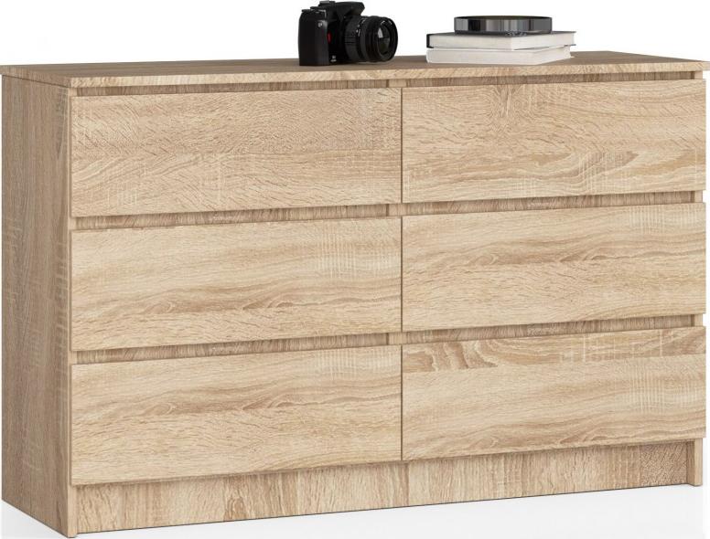 Fabryka Mebli Akord KOMODA K 140 cm 6 SZUFLAD DĄB SONOMA