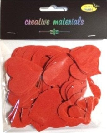 Serca czerwone z pianki samoprzylepnej 66szt