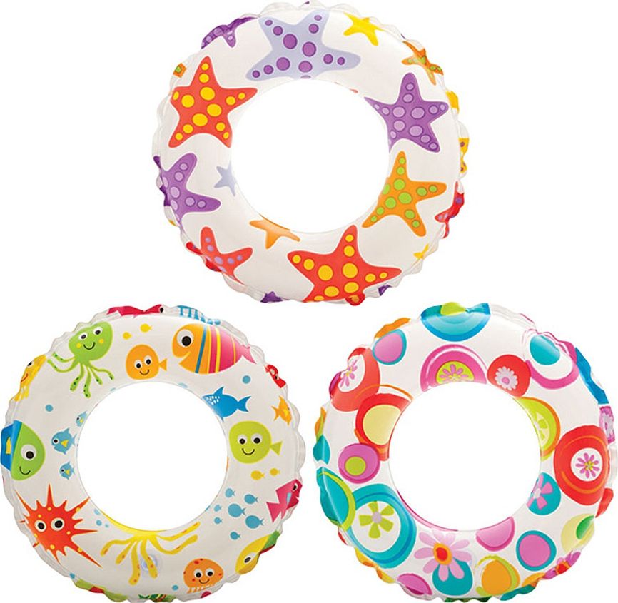 Intex Koło do pływania 61 cm wzorzyste 3 rodzaje w worku (59241NP) cena za 1szt.