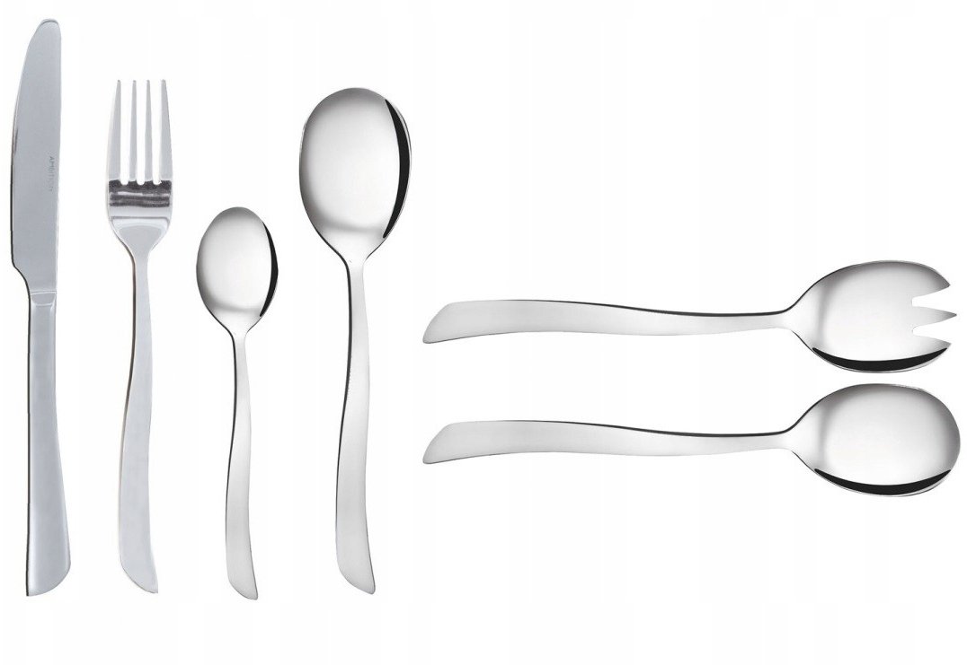 WMF 50 SZT. Sztućce nierdzewne 12 OSÓB WAVE Zestaw sałatkowy