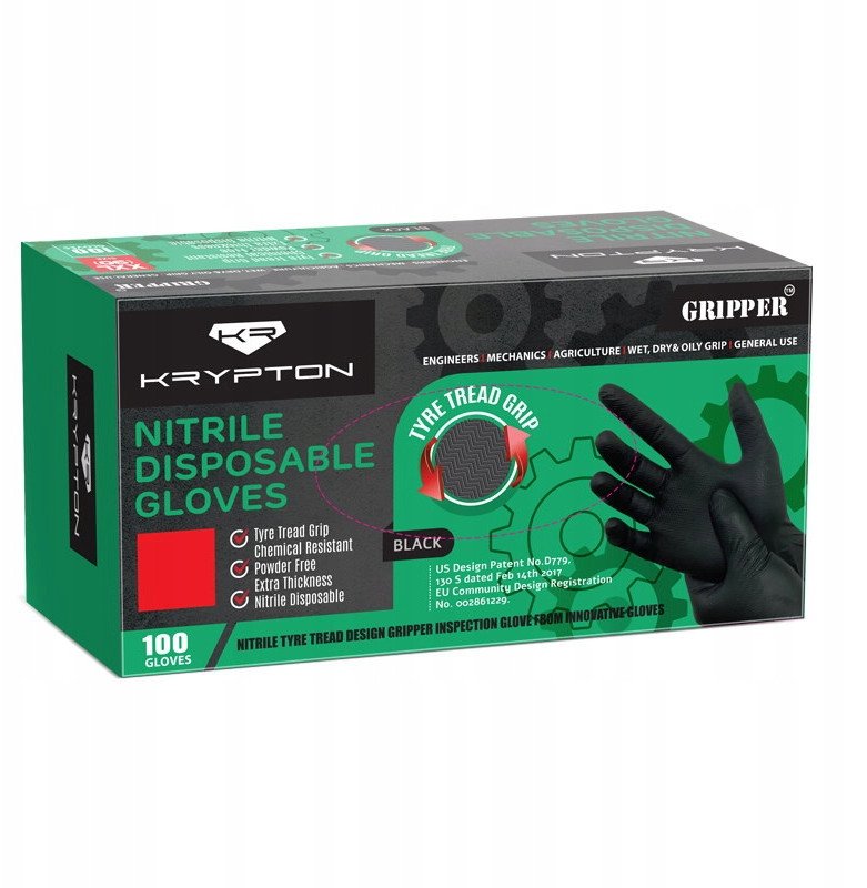 Rękawice nitrylowe czarne GRIPPER XXL Krypton 90