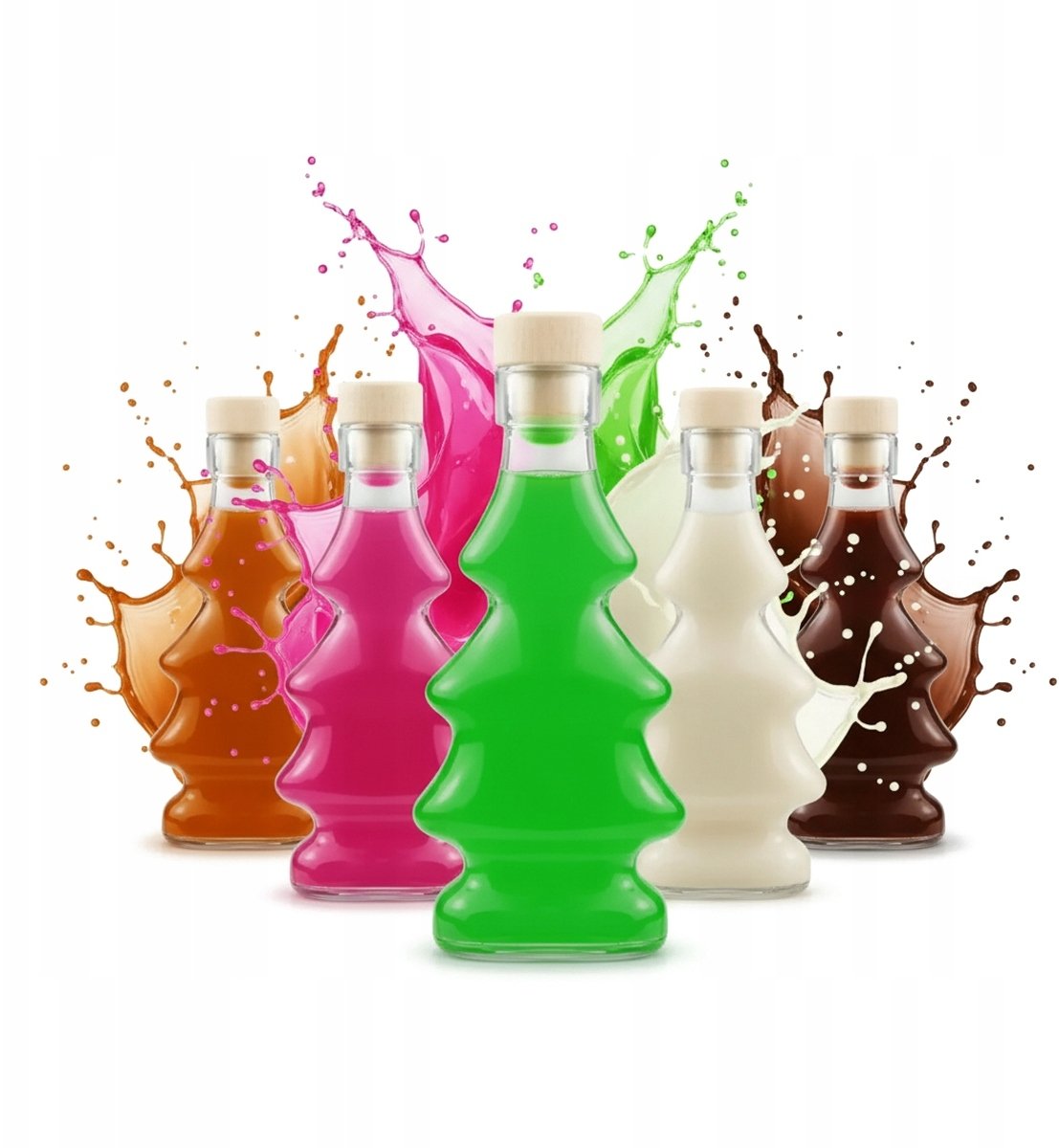 5x BUTELKA ŚWIĄTECZNA CHOINKA 3D 100ml BUTELKI SZKLANE NA NALEWKI WINO