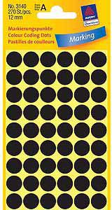 Avery Zweckform ETYK.ZF 3140 12 MM KÓŁKA CZARNA ETYKIETA - 3140