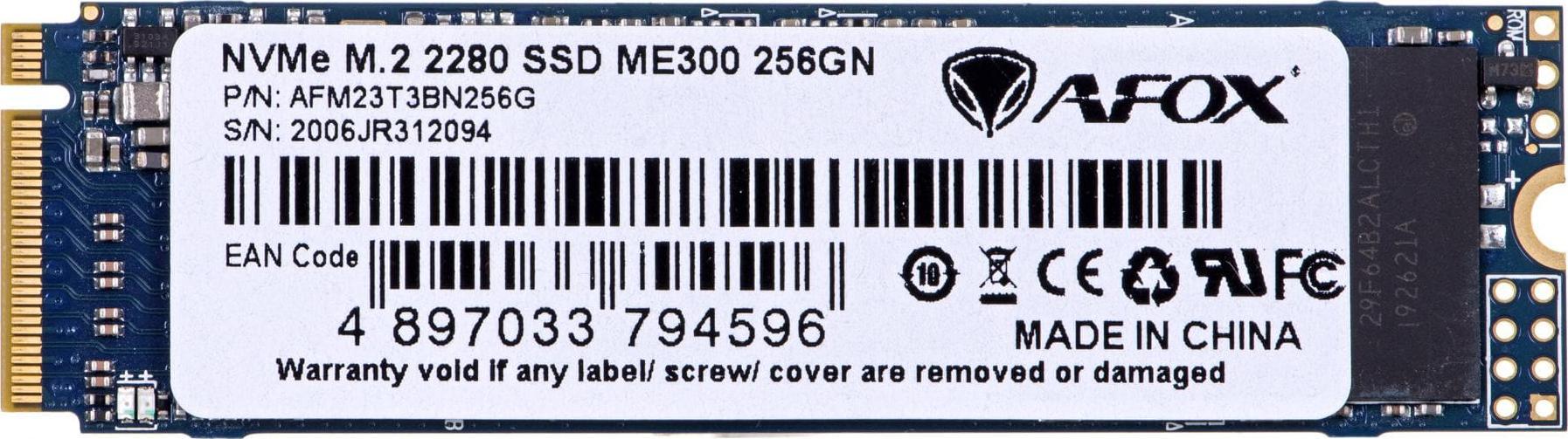 Dysk SSD AFOX ME300 256GB M.2 2280 PCI-E x4 Gen4 NVMe (ME300-256GN)