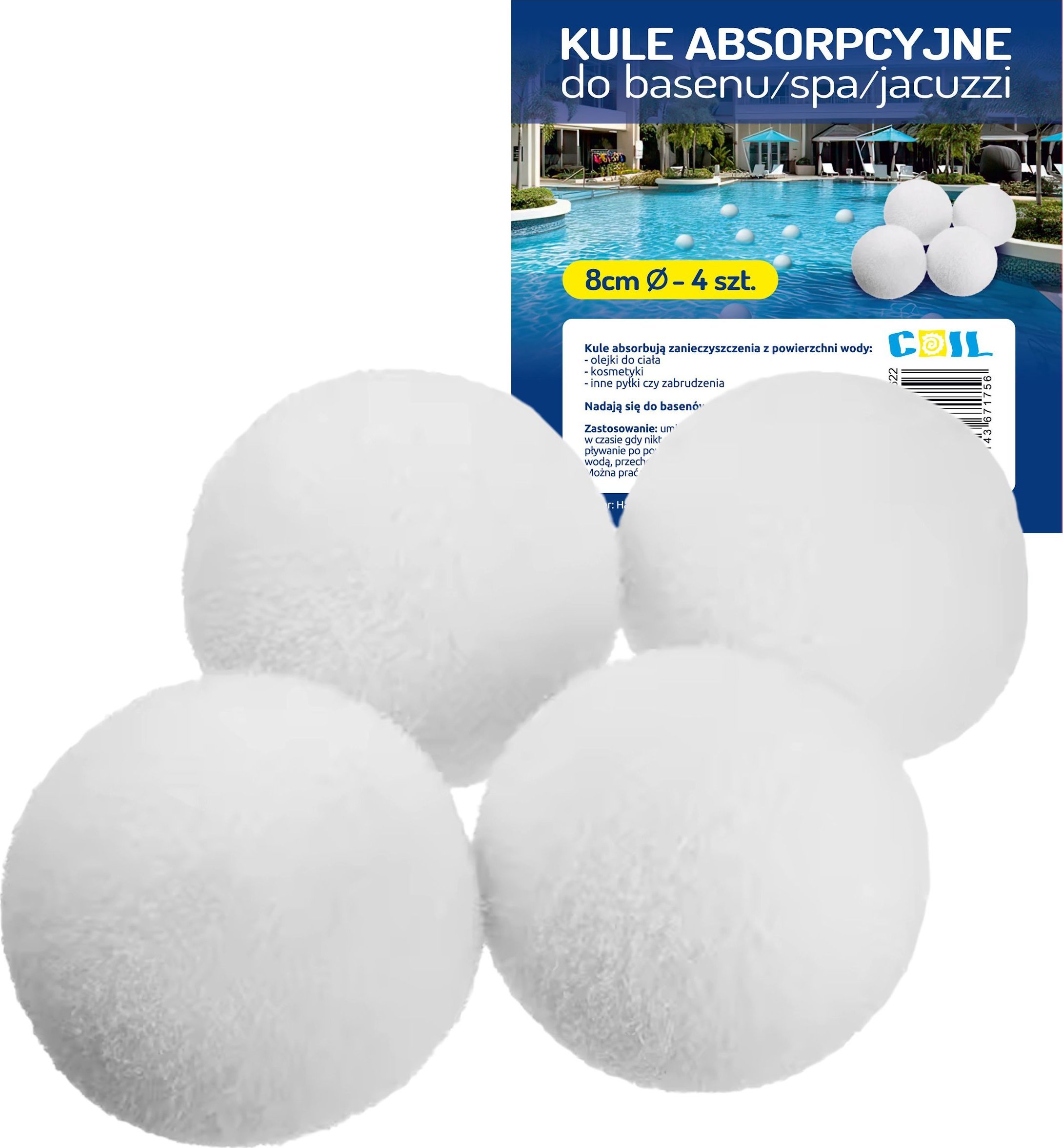 Coil Coil kule filtracyjne absorpcyjne do spa jacuzzi basenu 8cm (zestaw 4 sztuk)