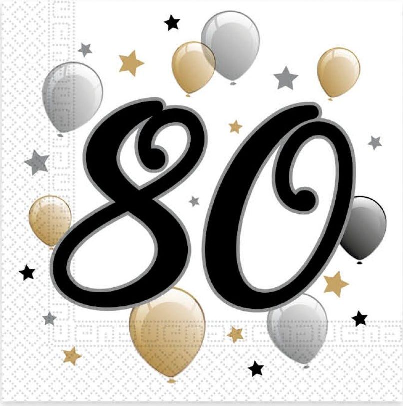 PROCOS Serwetki urodzinowe 80-tka - 33 cm - 20 szt. uniwersalny