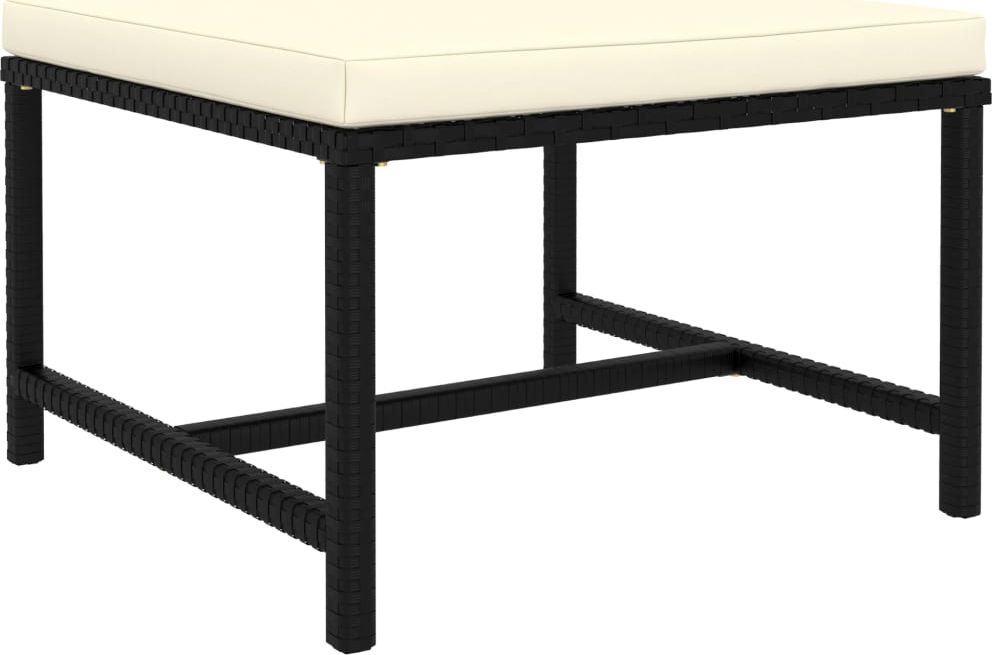 vidaXL Podnóżek do mebli modułowych, z poduszką, czarny, polirattan