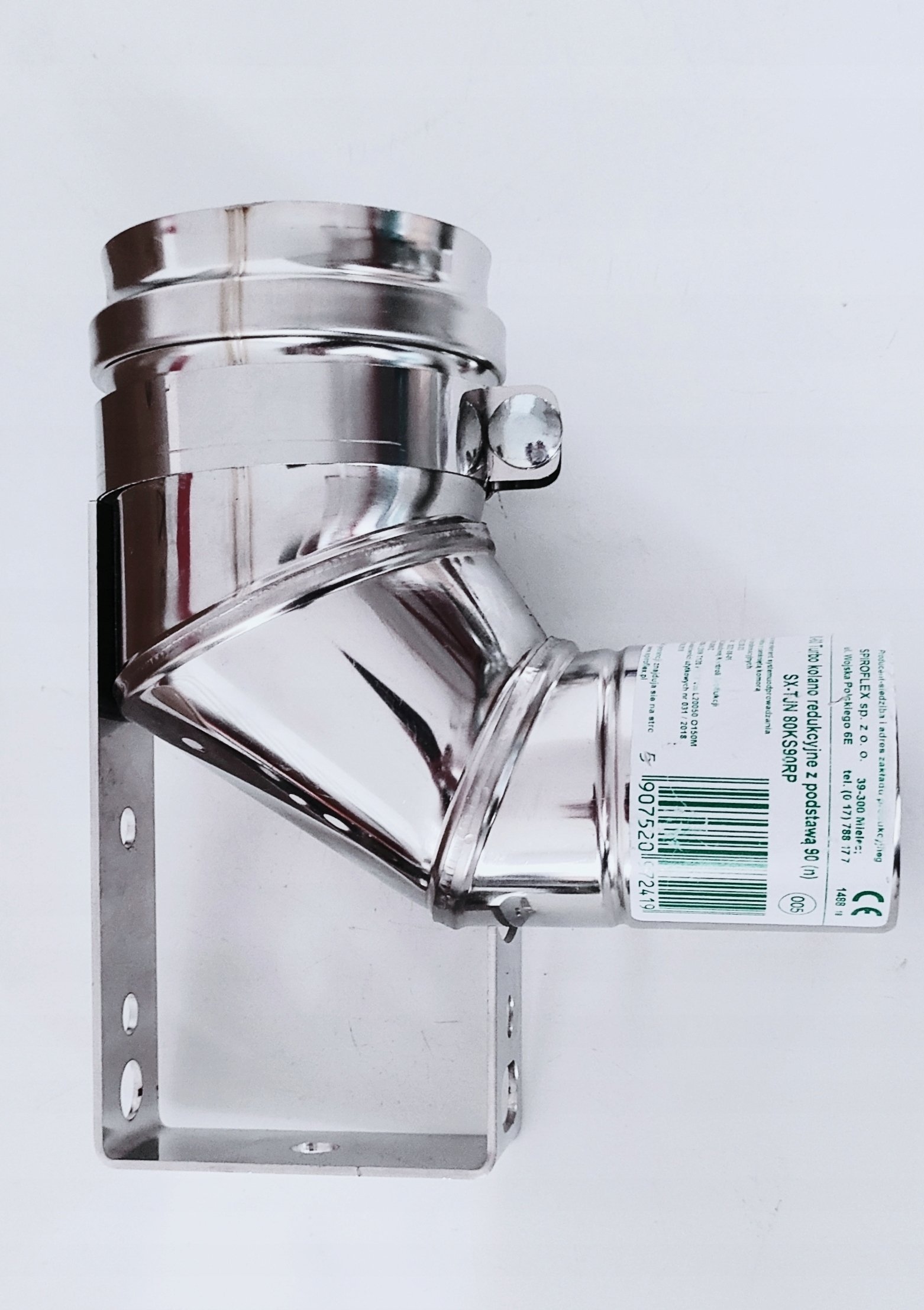 SpiroFlex 80-60 TURBO KOLANO REDUKCYJNE (N) 90 Z PODSTAWKĄ// RSK.SX-TJN80KS90RP