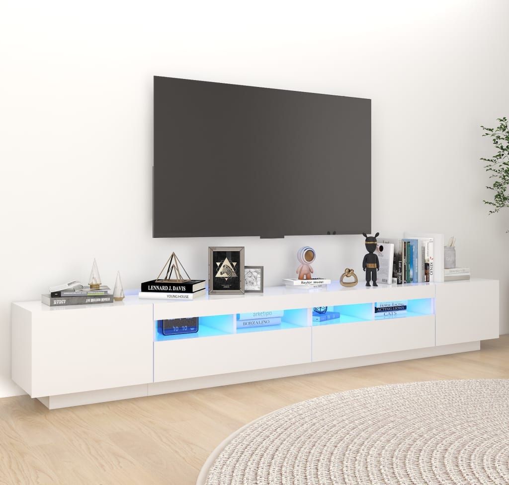 vidaXL Szafka pod TV z oświetleniem LED, biała, 260x35x40 cm