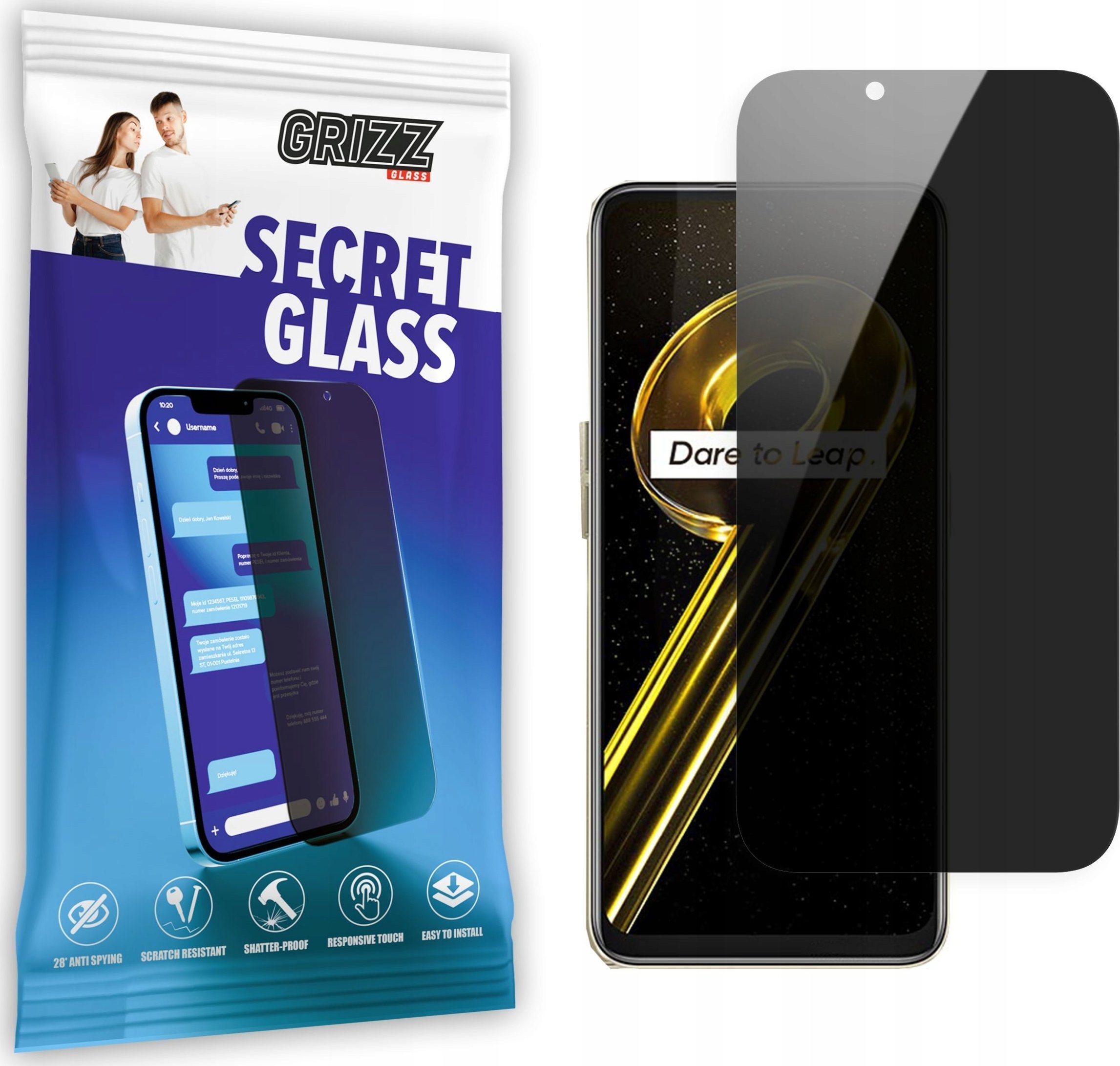 GrizzGlass Szkło prywatyzujące GrizzGlass SecretGlass Realme 9 4G