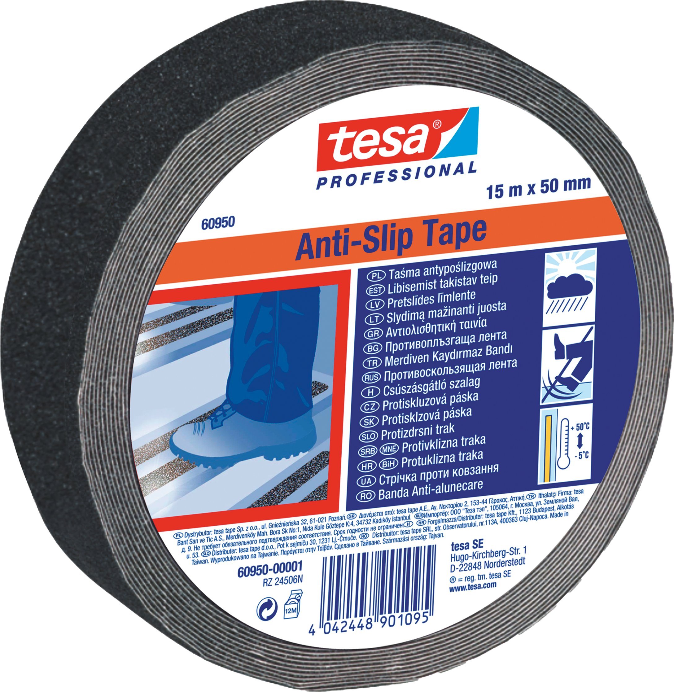 Tesa Taśma antypoślizgowa szer.50mm dł.15m, czarna