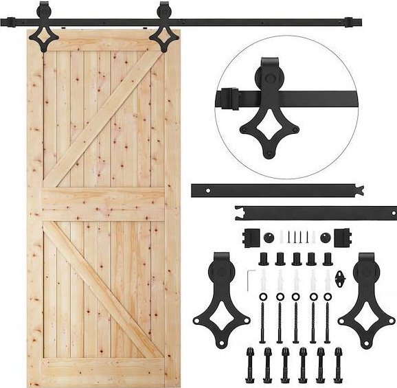 Springos System do drzwi przesuwnych 183 cm prowadnica do 100 kg, barn door stal czarny UNIWERSALNY